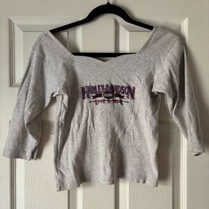 Harley-Davidson Light Gray Off-Shoulder Top